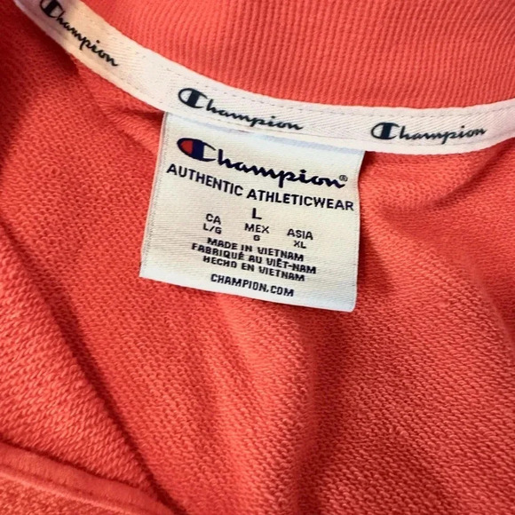 NWOT. Women’s Champion 1/4 Zip Salmon/pink Pullover Sweatshirt. Logo. Large. - Picture 8 of 10